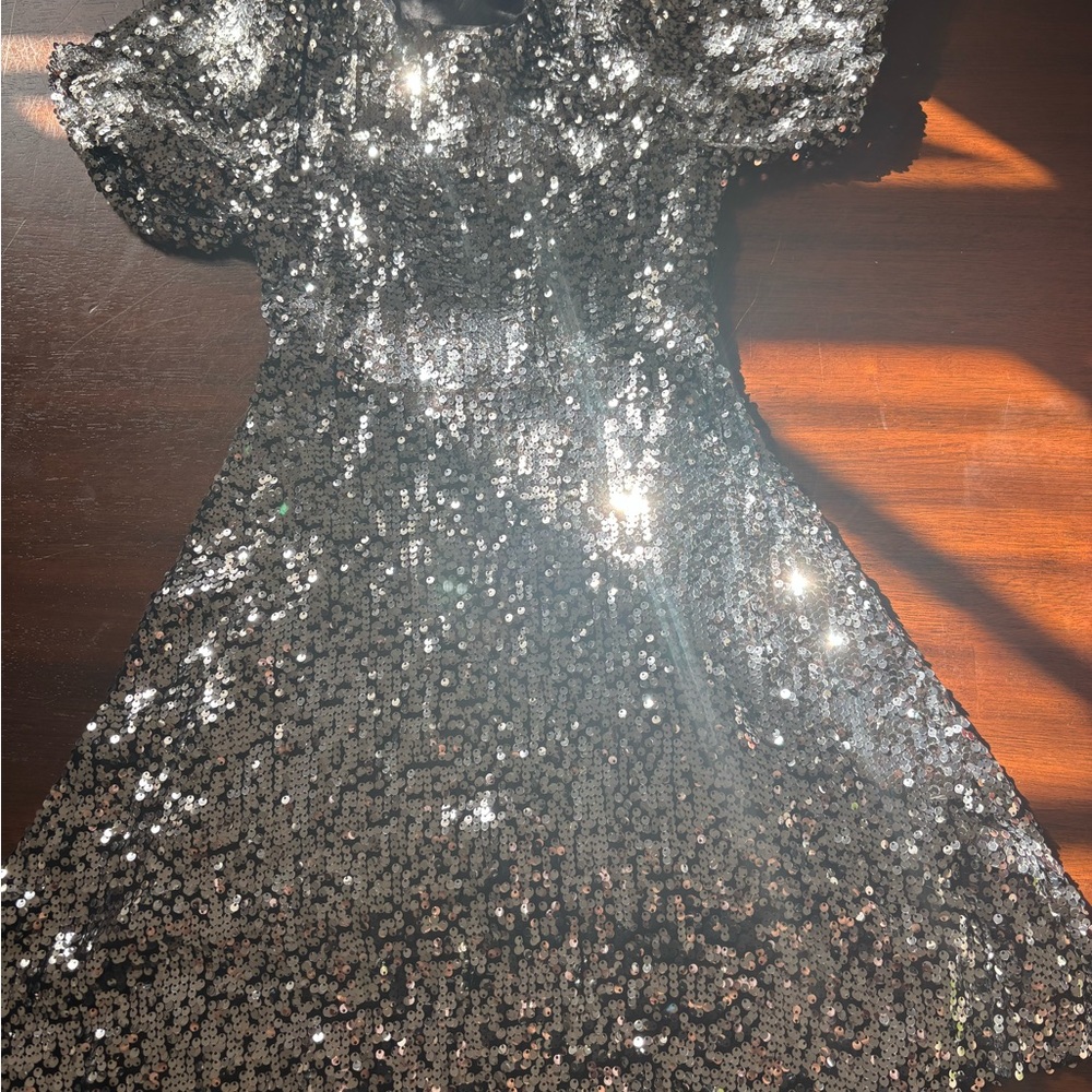 Zara Black and Silver Sequin Top